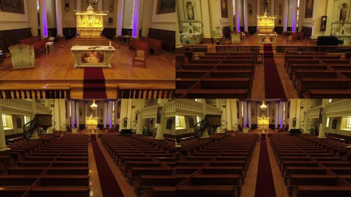无人机宗教艺术加拿大魁北克教堂内的教堂祭坛