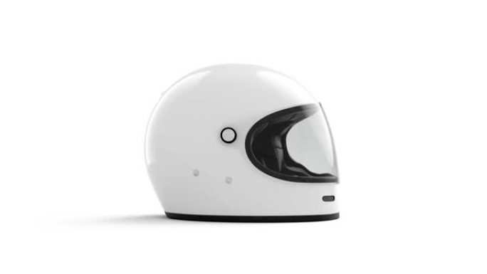 空白白色摩托车头盔模型，环形旋转