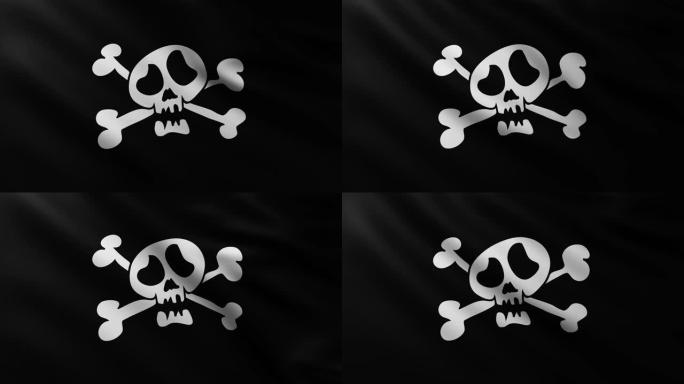 大型海盗旗全屏背景在风中飘扬