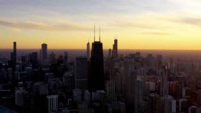 芝加哥湖岸大道的空中拍摄-4K
