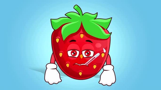 卡通草莓脸动画生病与Luma哑光
