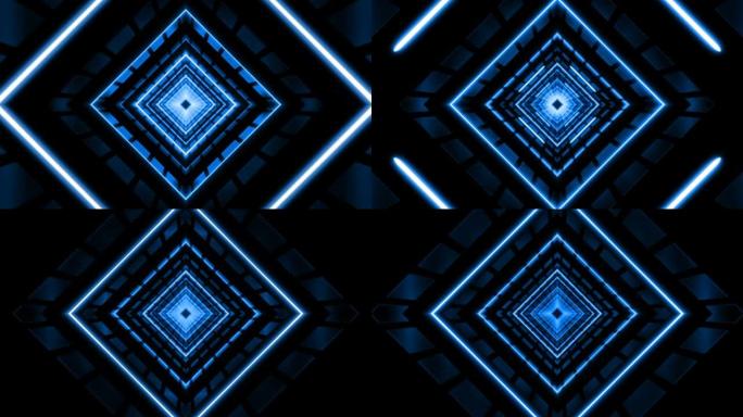 蓝色艺术背景概念动感素材方形空间智能科技