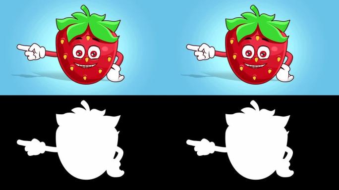 卡通草莓脸动画左侧指针与阿尔法哑光