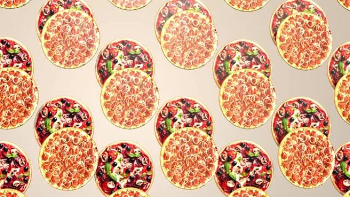 无尽的披萨运动，广告背景。
