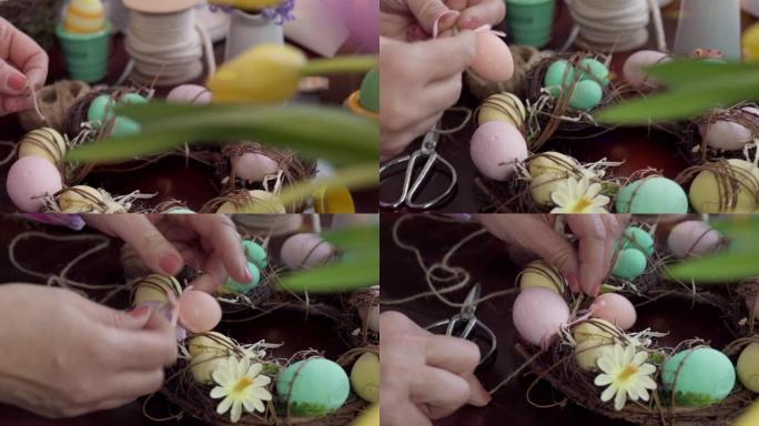 复活节用鸡蛋装饰花环