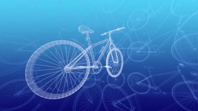 自行车循环动画-线框-蓝色
