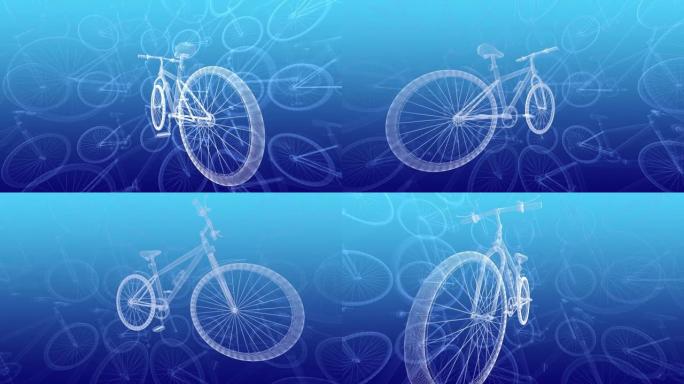 自行车循环动画-线框-蓝色