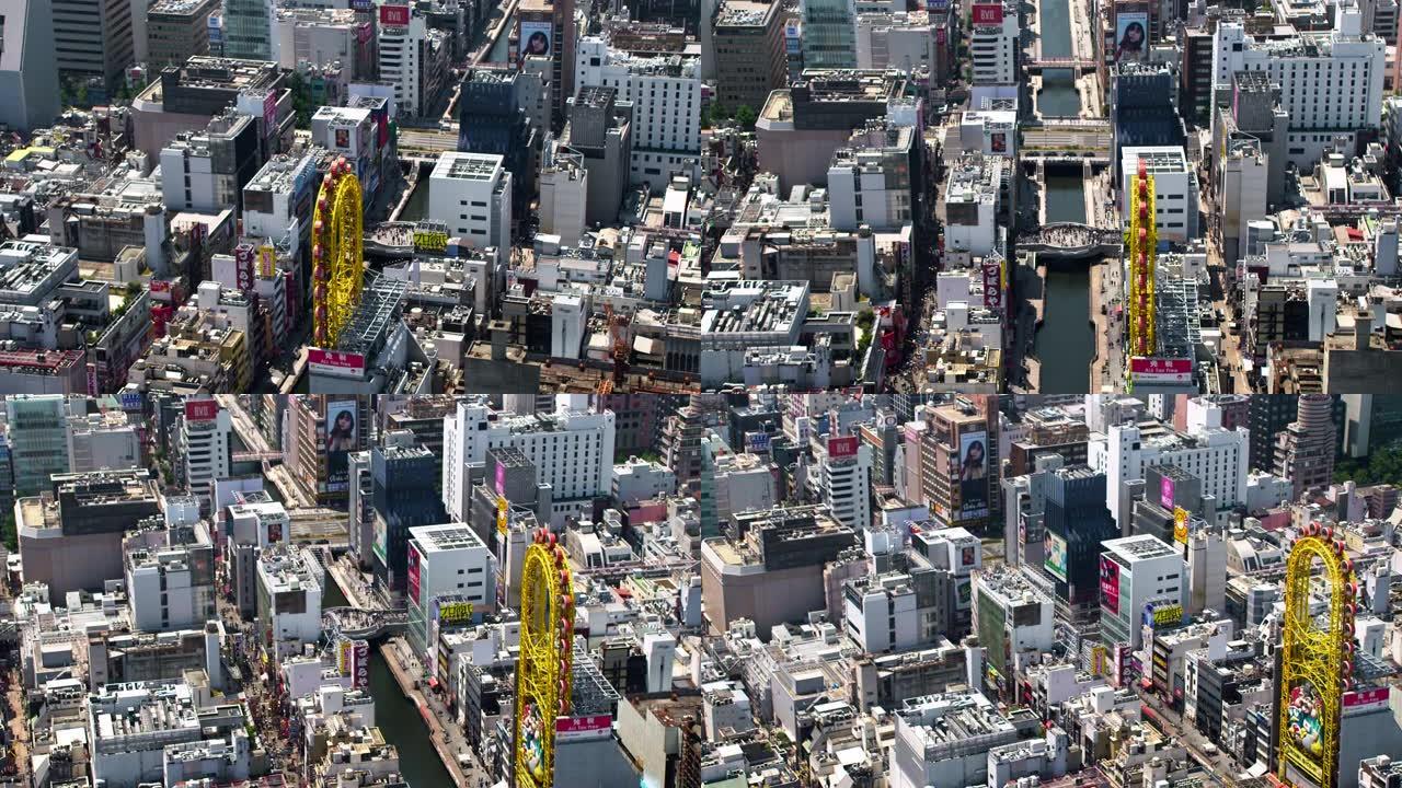 大阪航拍、心斋桥俯拍俯视国外城市外国城镇