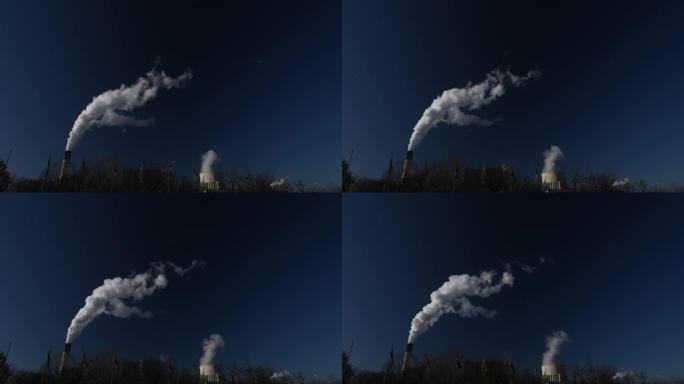 德国柏林环境印象航拍烟囱环保工厂全球变暖