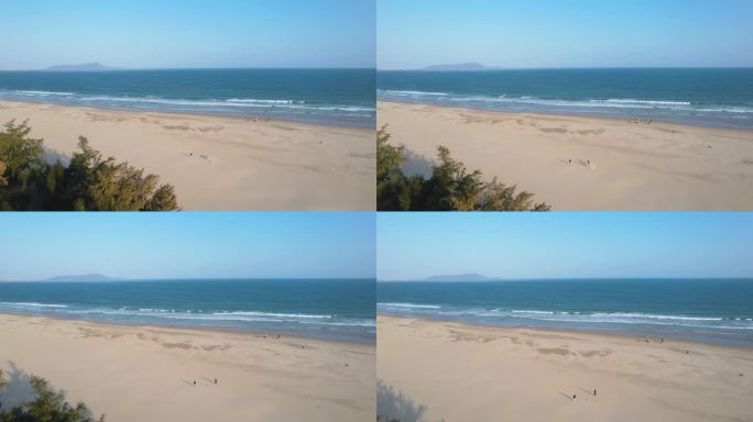 俯拍海浪沙滩大海航拍海滩唯美海边海水浪潮