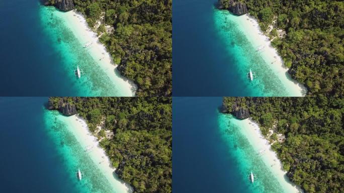 巴拉望埃塔鲁拉海滩菲律宾鸟巢无人机4K视频飞行