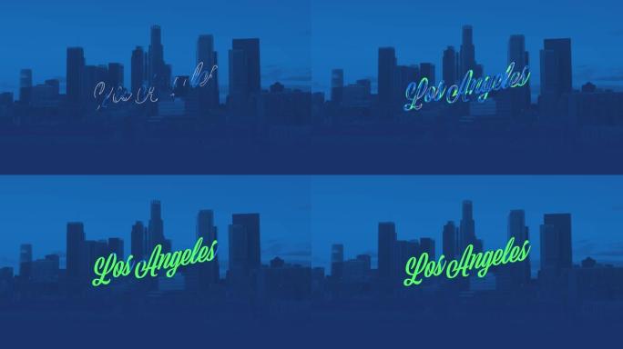 城市景观天际线上的洛杉矶脚本字体