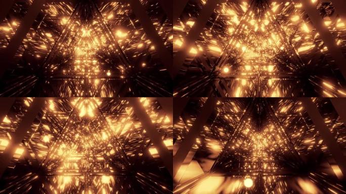 抽象星系反射三角玻璃隧道设计与飞行的glowiong球体粒子3d插图动态壁纸运动背景俱乐部视觉vj环