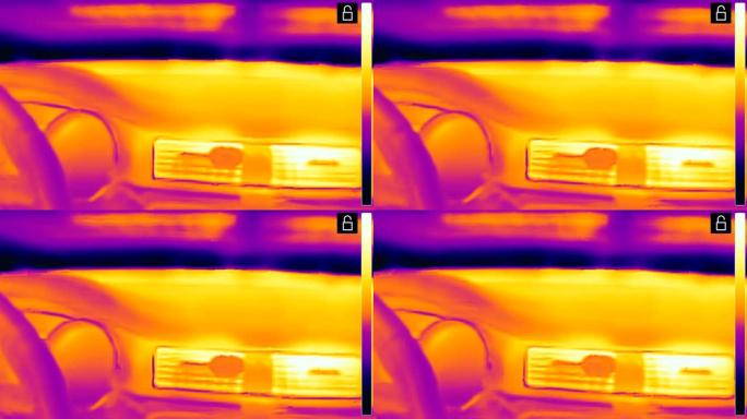 用汽车加热器检查车内的温度