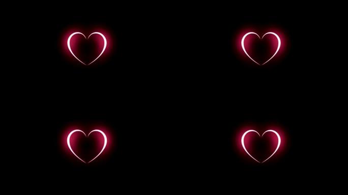 红心跳动的动画，灯光闪烁，为情人节设计元素。