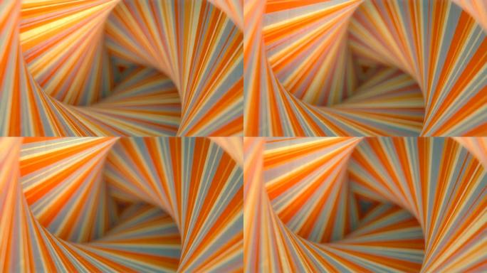 3d渲染具有景深的迷幻线艺术。抽象彩色隧道模式无缝循环动画。4K, UHD