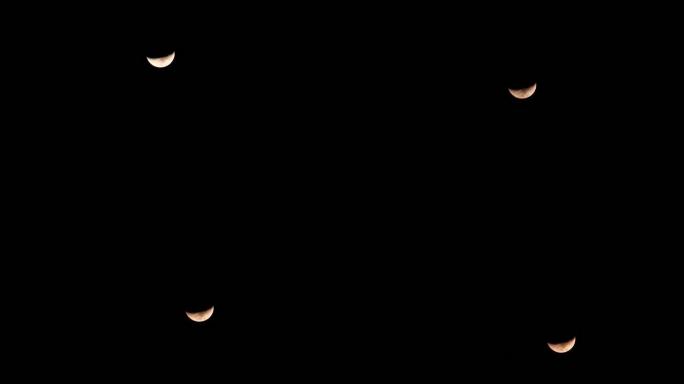 最后一个季度月亮在晚上从上到下移动的延时镜头，4k视频，b滚动镜头。