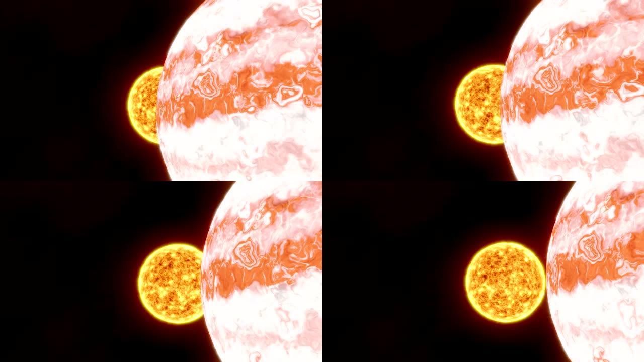 太空太阳和行星的3D模型