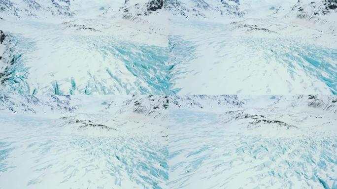 空中无人机拍摄了冰岛巨大的冰川。山中Vatnajokull冰岛冰川的鸟瞰图