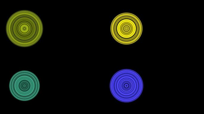速度运动的圆形抽象旋转粒子，给予催眠效果，改变颜色。