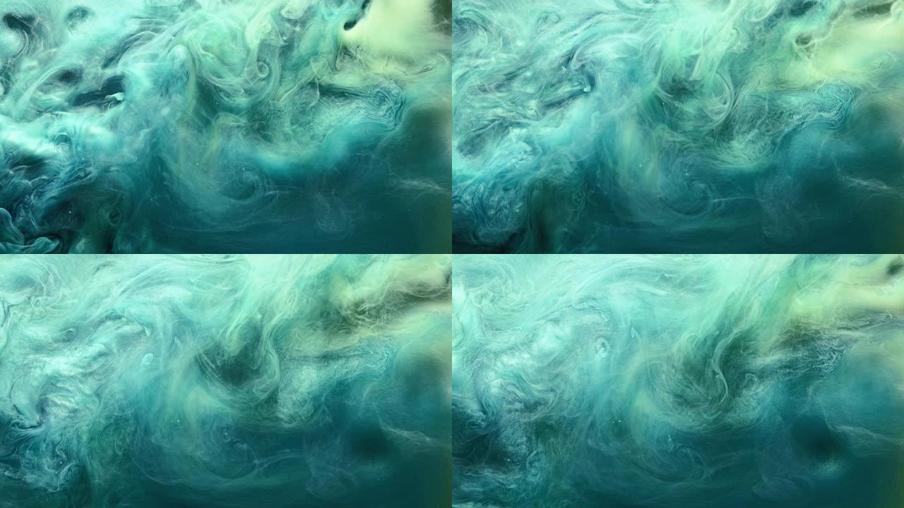旋流烟云叠加蓝绿色蒸汽运动