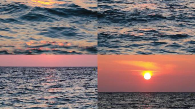 梅奥郡克莱尔岛海上的红色日出