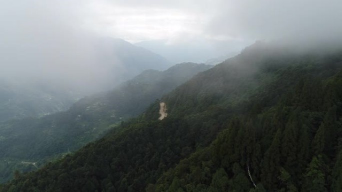 从空中俯瞰印度锡金的隆德寺地区