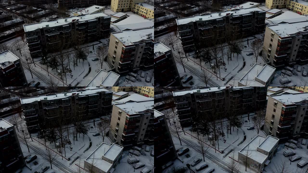 下雪后俯瞰住宅区下雪后俯瞰住宅区
