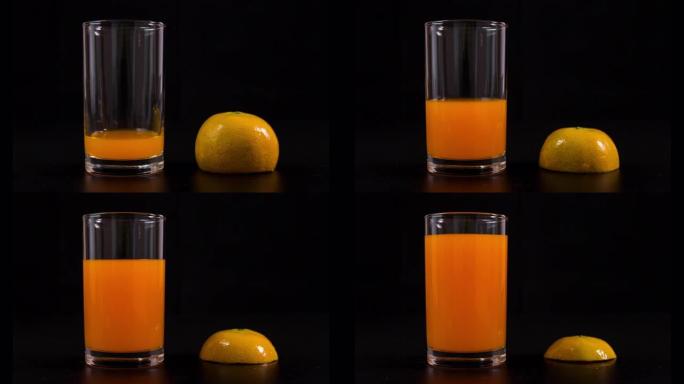 动画橙子和果汁果汁橘子创意视频