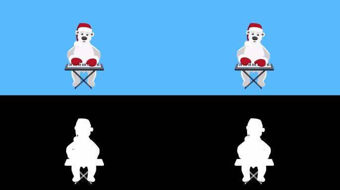 卡通北极熊平圣诞角色播放带哑光的合成器动画