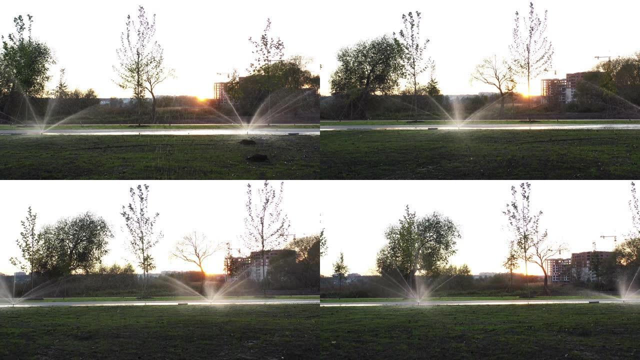 自动喷水灭火系统给草坪浇水