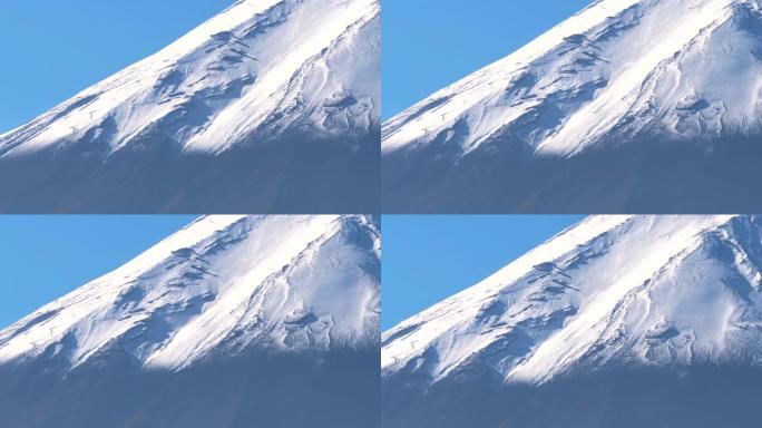近距离观察日本富士阿尔卑斯山的积雪