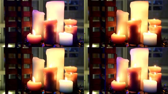 浪漫气氛中的各种蜡烛火焰视频
