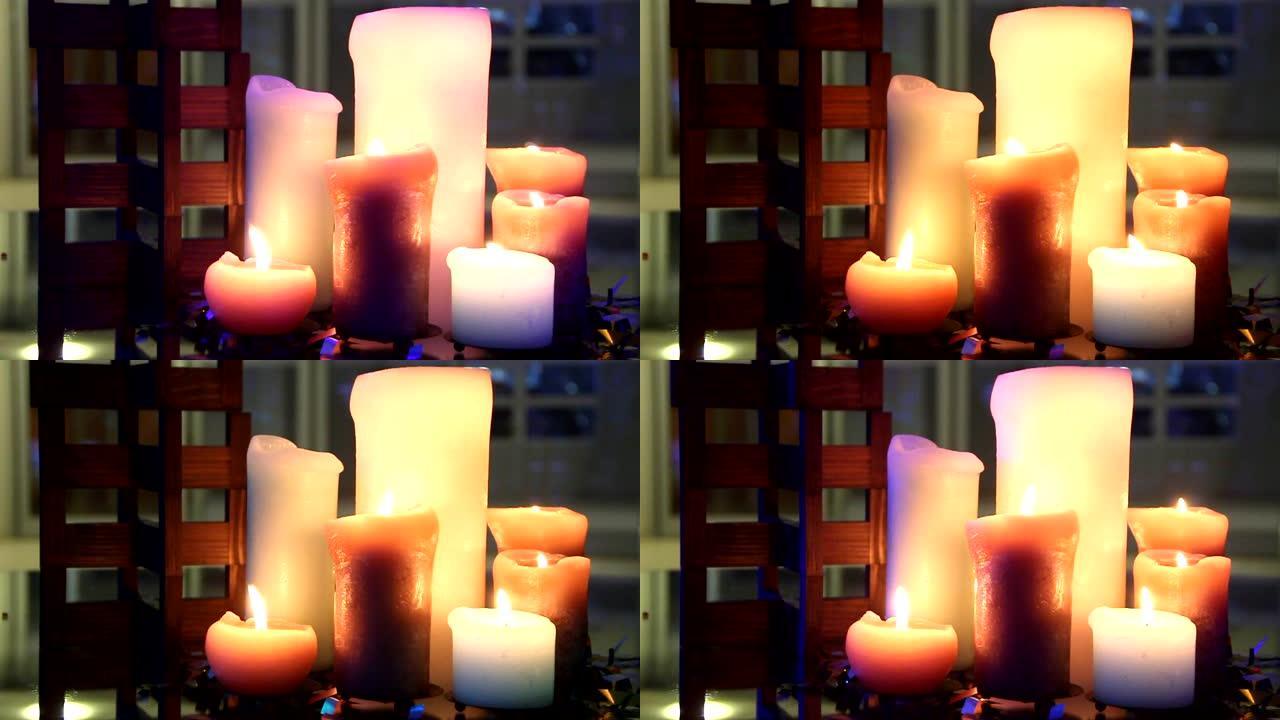 浪漫气氛中的各种蜡烛火焰视频