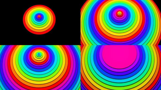 彩色彩虹圈背景动画的3d渲染