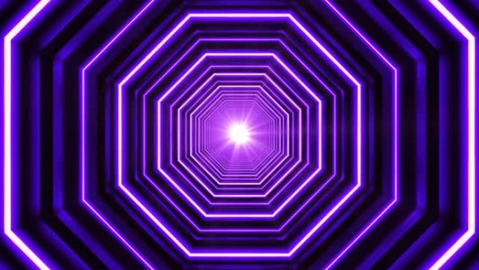 紫色几何形状环形霓虹灯隧道