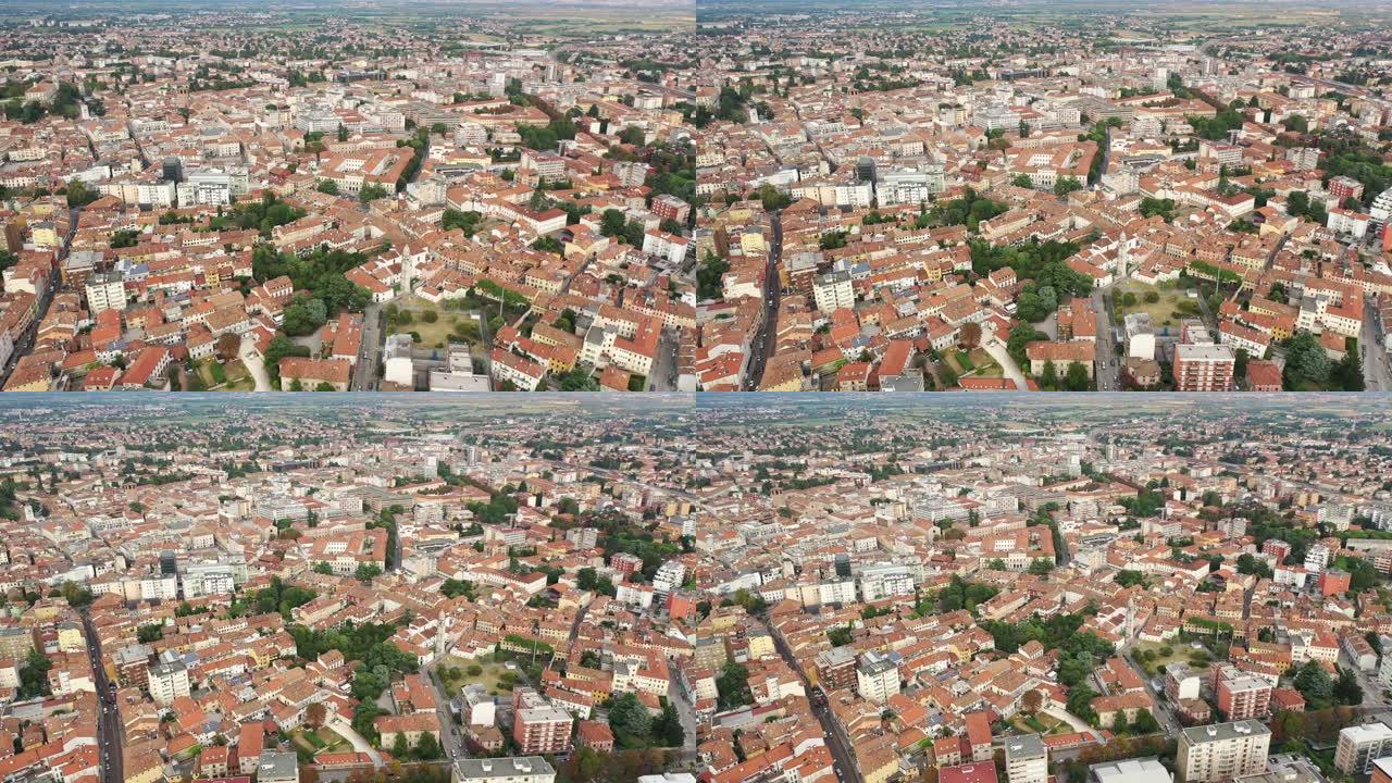 俯瞰住宅区的乌迪内城市景观鸟瞰图