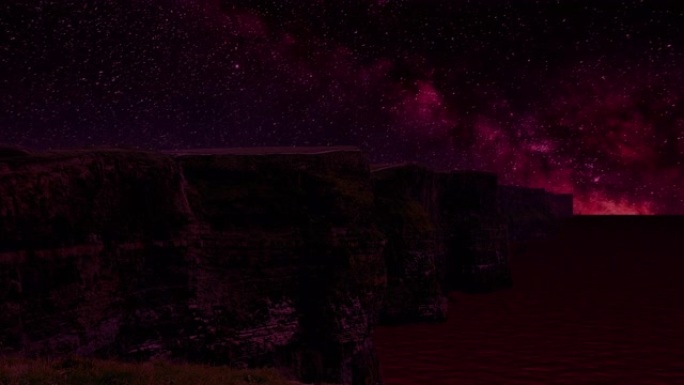 爱尔兰克莱尔郡的Moher悬崖上有流星的紫色银河系