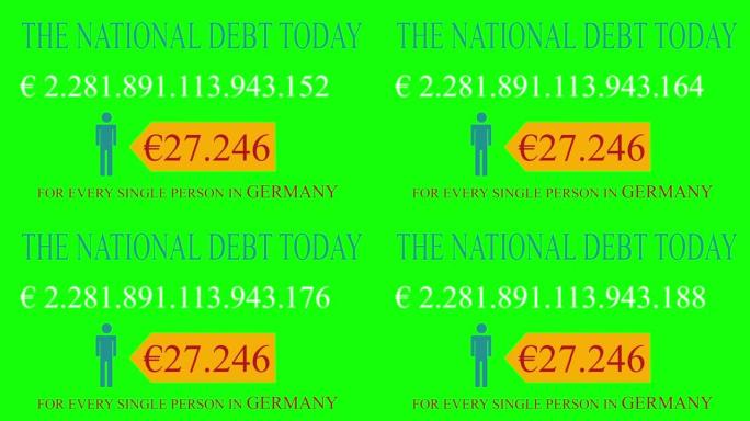 绿屏上的德国国债实时时钟计数器