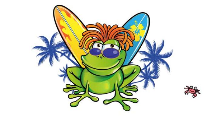 牙买加青蛙和冲浪板的夏天