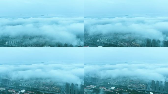 云雾下的城镇4K航拍