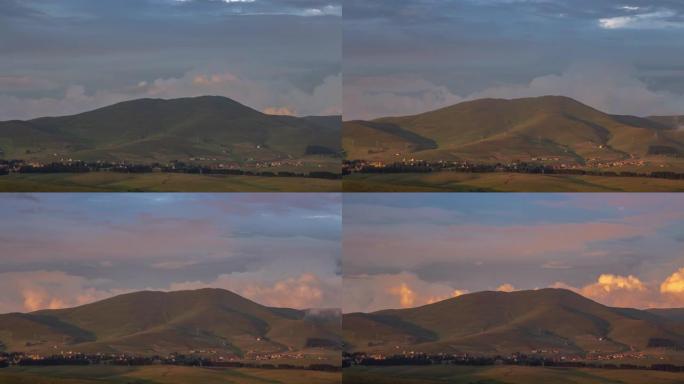 带云的自然山景观4k延时视频。