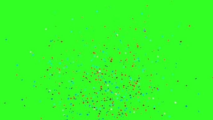 逼真的彩色孤立五彩纸屑颗粒落在绿屏背景上。节日活动的概念。非常适合任何特殊场合