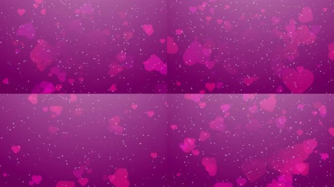 情人节抽象洋红色背景与粉红色的红心