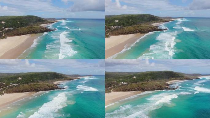 澳大利亚昆士兰州弗雷泽岛 (Fraser Island) 印度头海角以北和75英里海滩的香槟池岩石池