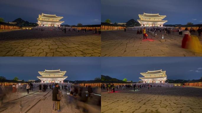 参观韩国首尔景福宫的Hyper lapse游客