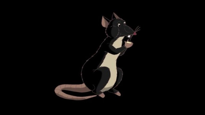 黑鼠坐着吃奶酪动画阿尔法哑光