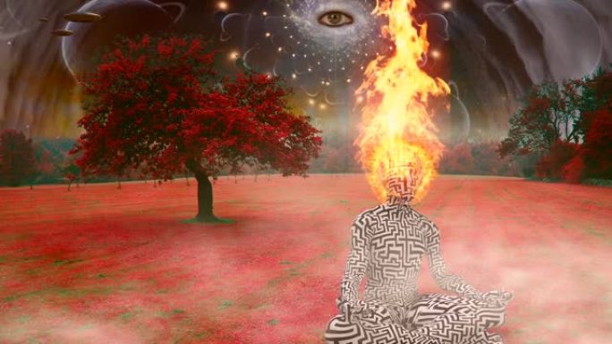 空间冥想火焰三维动画通道素材
