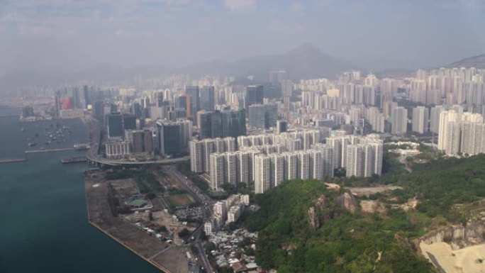 香港空中v133飞越茶果岭地区，享有市景