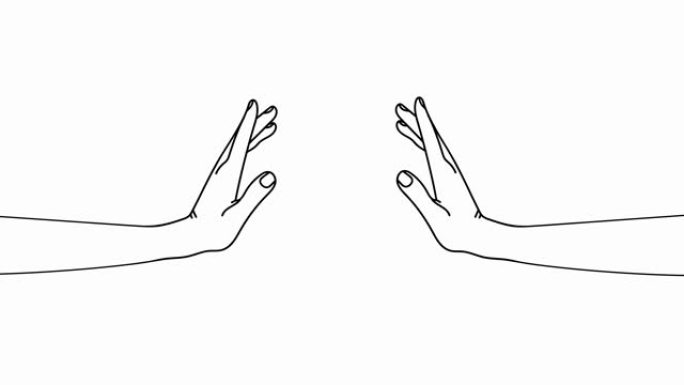 手触摸，两只手互相伸出。4k动画